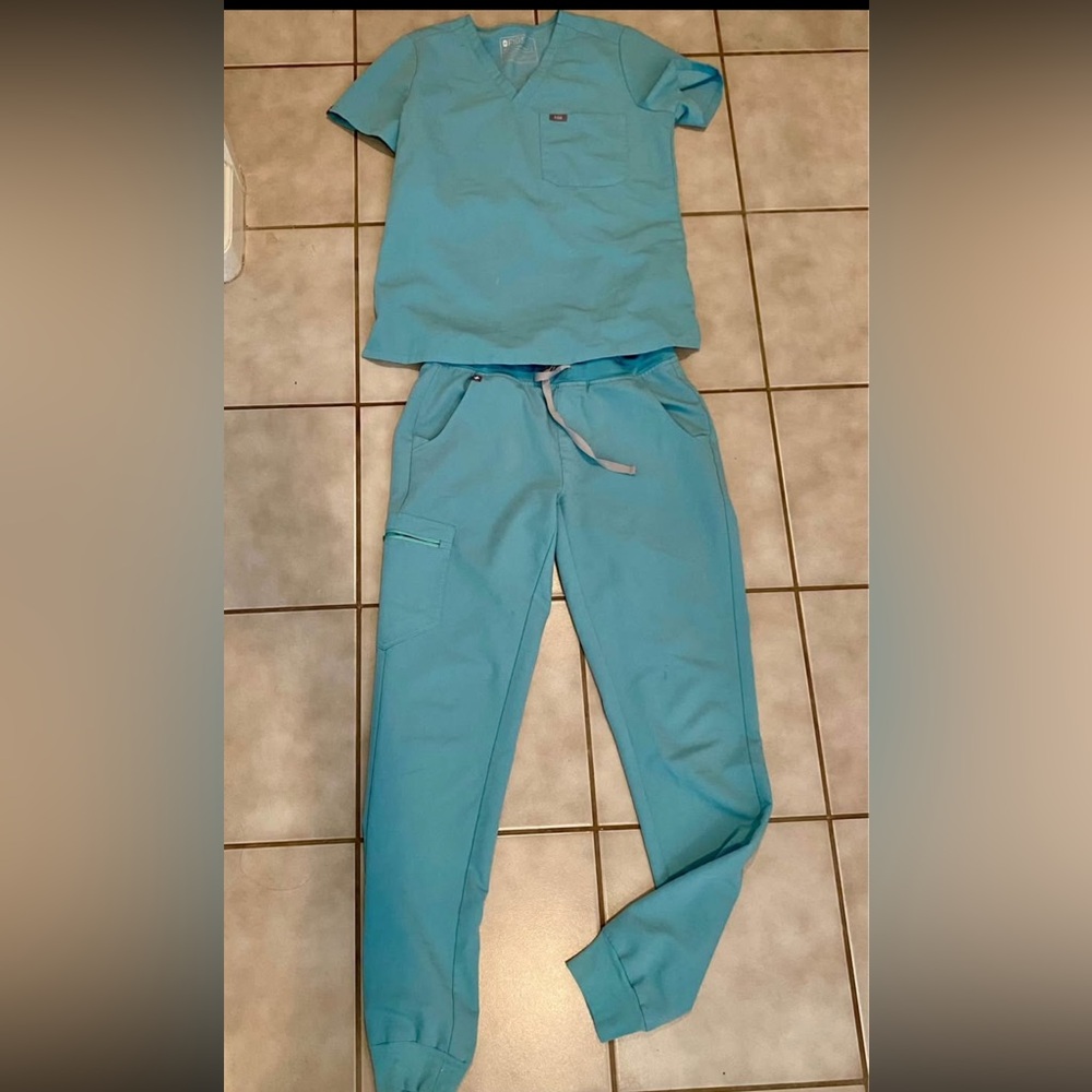 Figs Teal Scrub Set size small